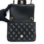 CHANEL CLASSIC MINI SQUARE FLAP BAG LAMBSKIN BLACK LGHW (MICROCHIP)