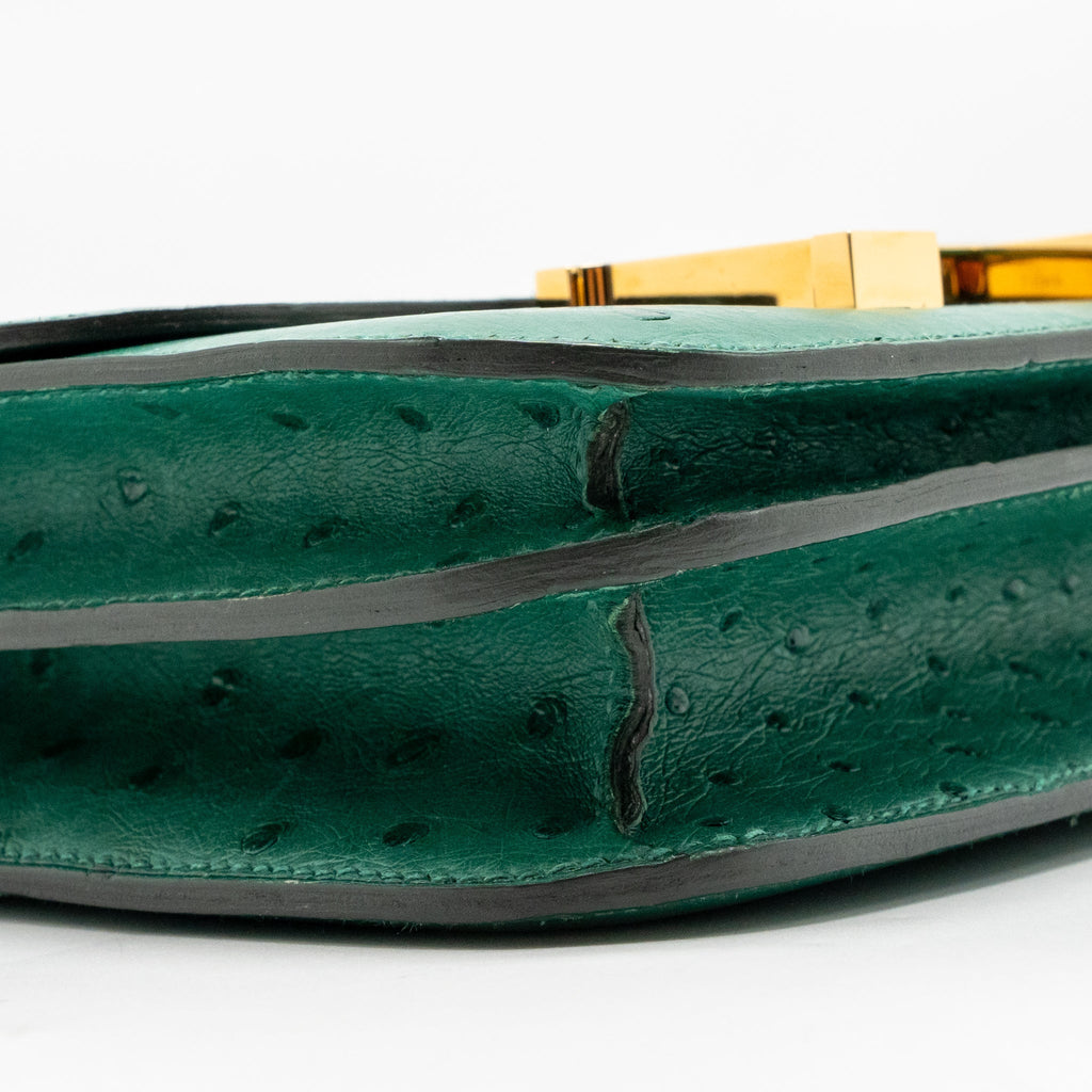 Hermes Mini Constance Ostrich Vert Vertigo GHW