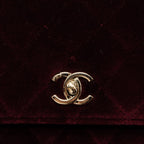 CHANEL CRYSTAL PEARL CRUSH WALLET ON CHAIN VELVET BURGUNDY LGHW
