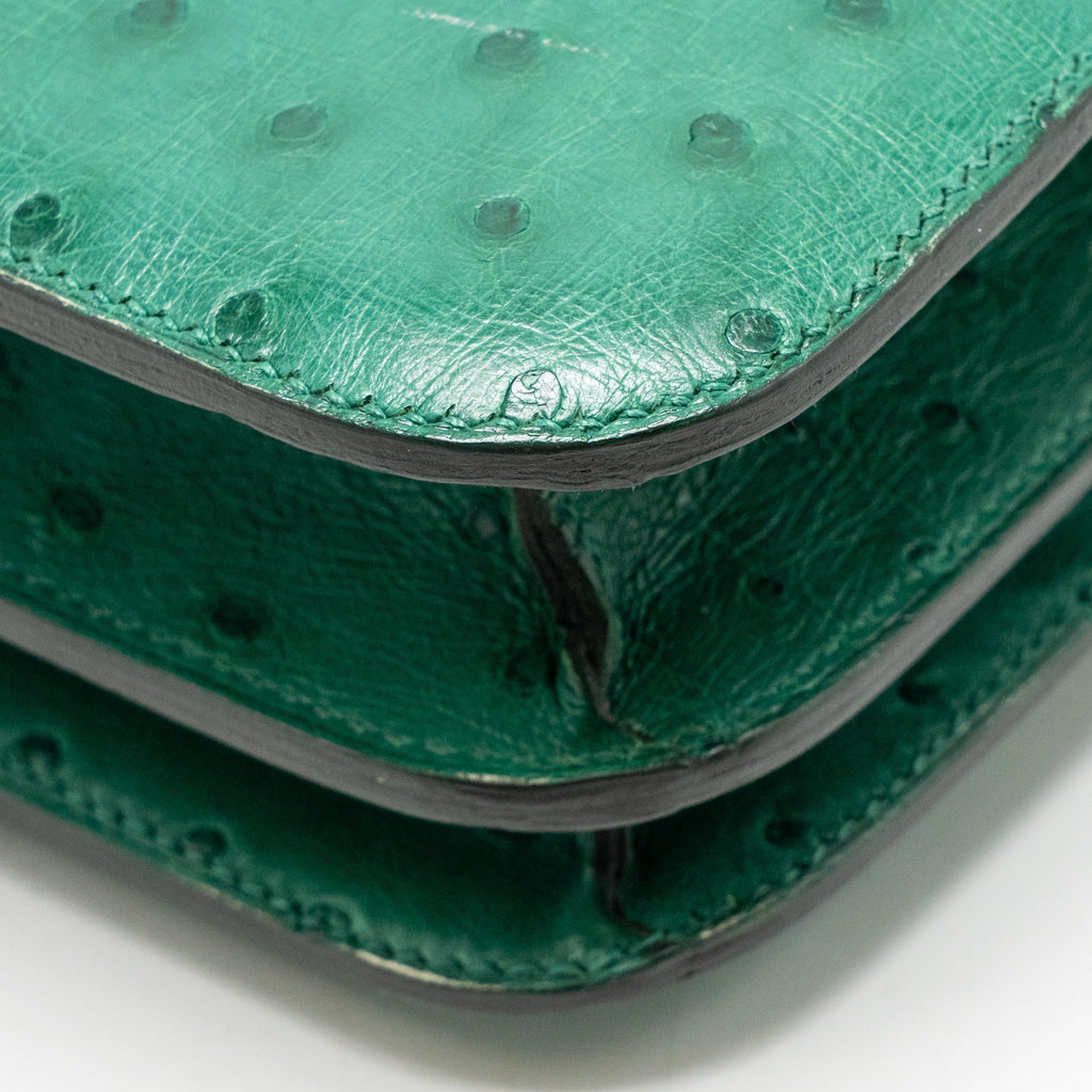 Hermes Mini Constance Ostrich Vert Vertigo GHW