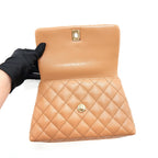 CHANEL 21P SMALL COCO HANDLE CAVIAR NB356 CARAMEL LGHW