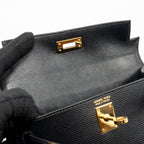 HERMES MINI KELLY II EPSOM BLACK GHW