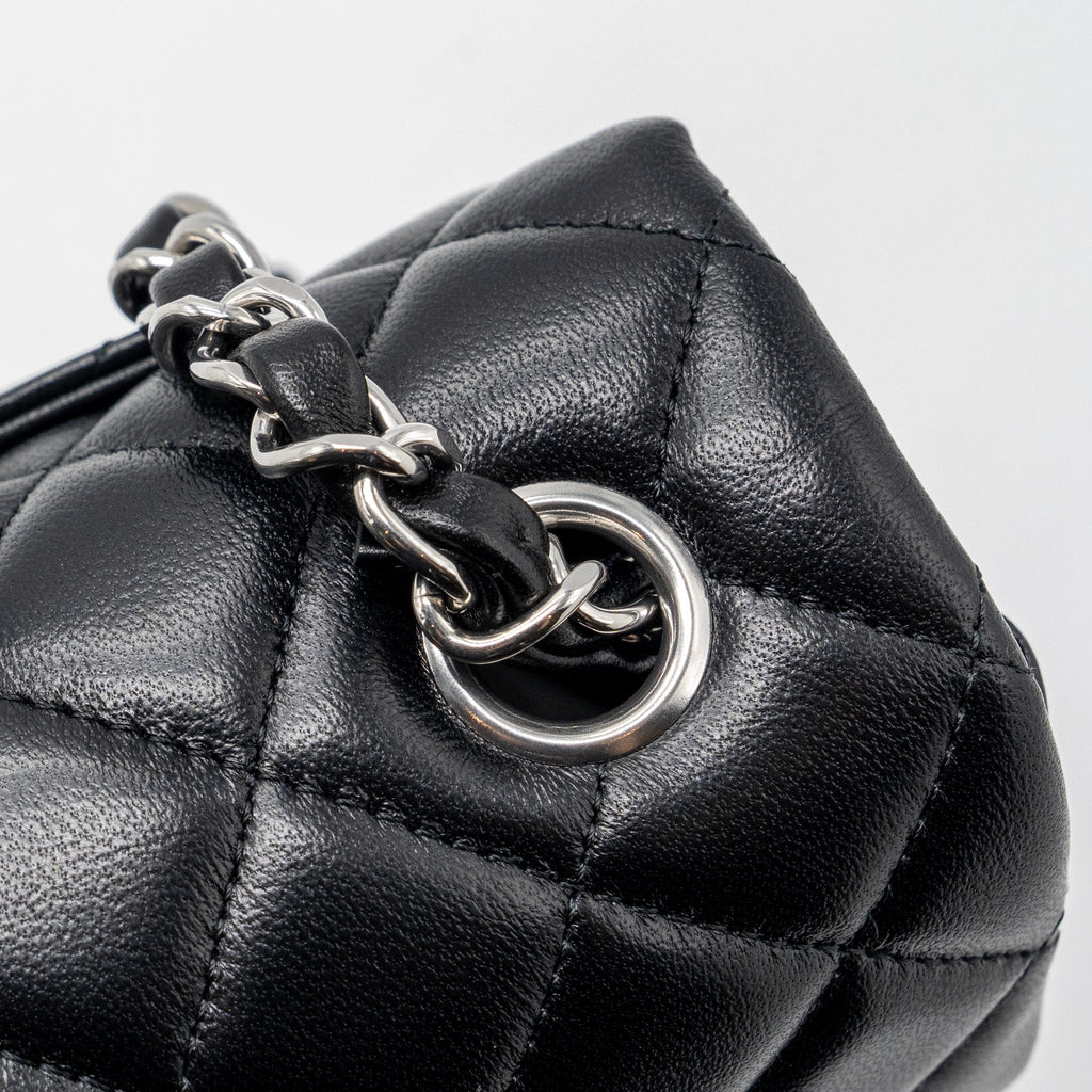 CHANEL MINI RECTANGULAR FLAP BAG LAMBSKIN BLACK SHW (MICROCHIP)