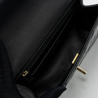 CHANEL TOP HANDLE MINI RECTANGULAR FLAP BAG LAMBSKIN BLACK LGHW (MICROCHIP )