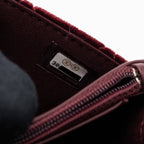 CHANEL CRYSTAL PEARL CRUSH WALLET ON CHAIN VELVET BURGUNDY LGHW