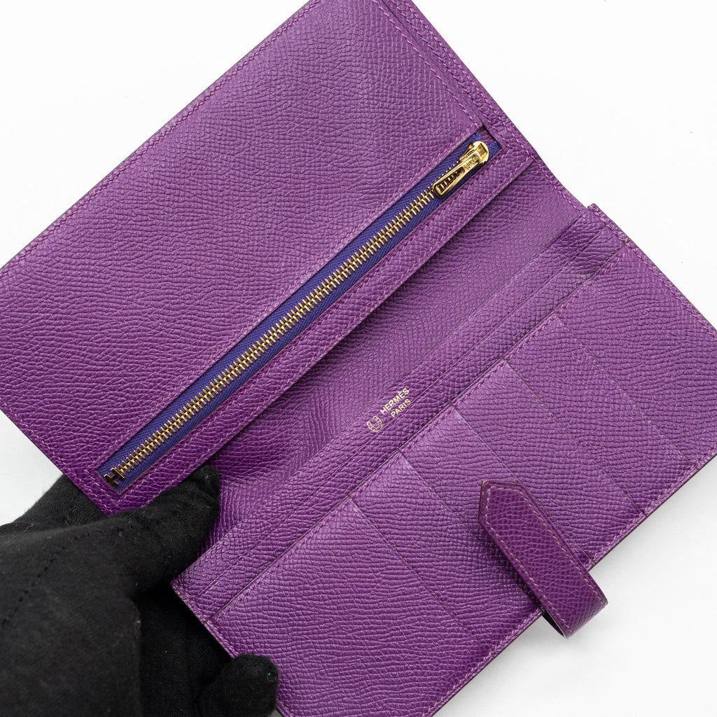 Hermes Bearn Long Wallet Special Order Epsom Purple GHW