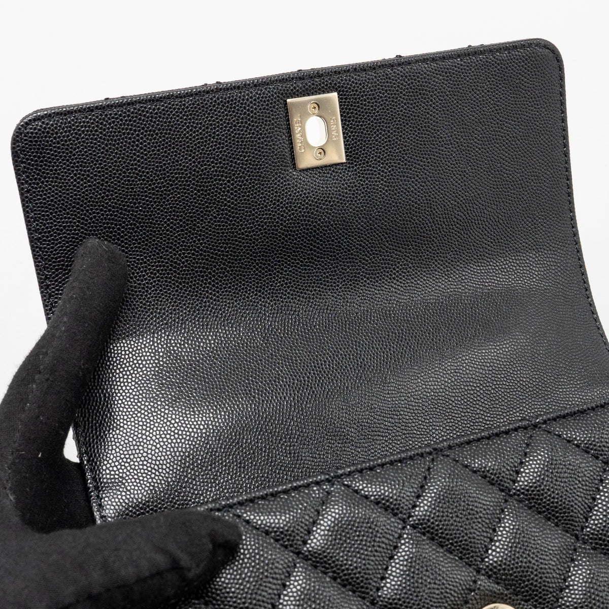 CHANEL SMALL COCO HANDLE CAVIAR BLACK LGHW(MICROCHIP)
