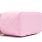 CHANEL 22S LETTER TOP HANDLE LONG VANITY WITH CHAIN CAVIAR NH622 PINK GHW