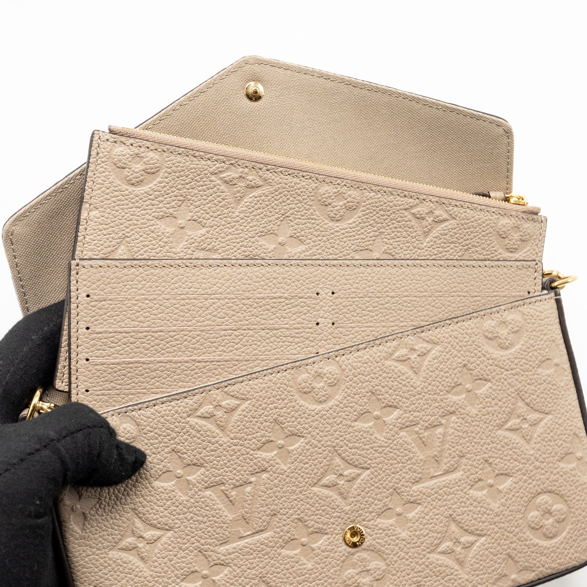 LOUIS VUITTON FELICIE POCHETTE MONOGRAM EMPREINTE TOURTERELLE GHW