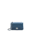 CHANEL MINI RECTANGULAR FLAP BAG LAMBSKIN BLUE SHW
