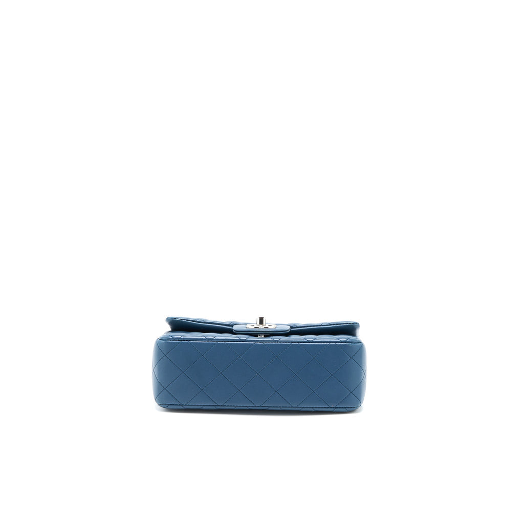 CHANEL MINI RECTANGULAR FLAP BAG LAMBSKIN BLUE SHW