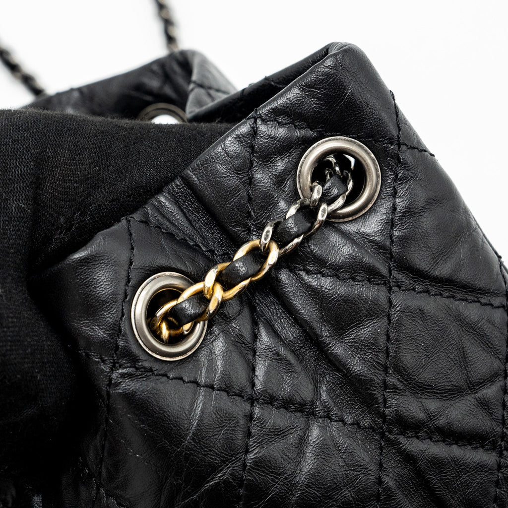 CHANEL SMALL GABRIELLE BACKPACK AGED CALFSKIN BLACK MULTICOLOR HARDWARE