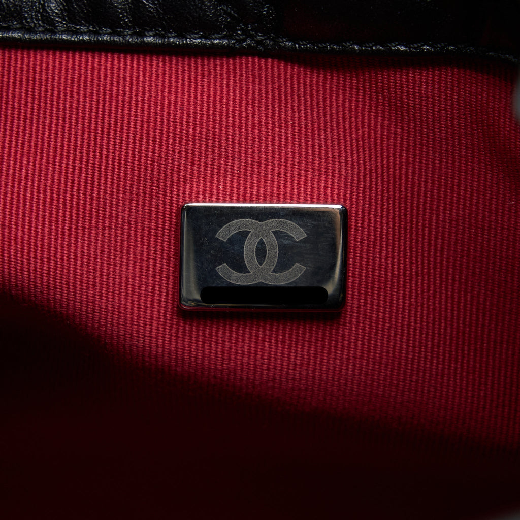CHANEL SMALL GABRIELLE BACKPACK AGED CALFSKIN BLACK MULTICOLOR HARDWARE (MICROCHIP)