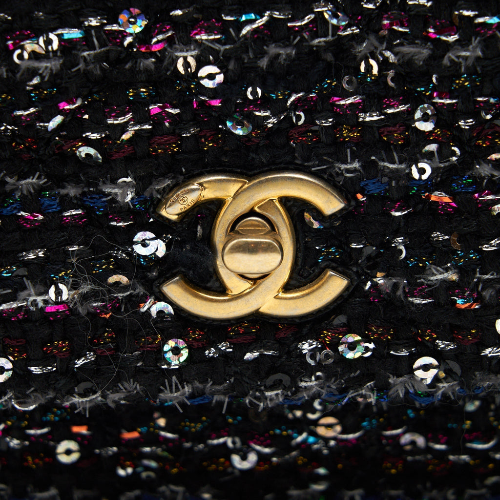 CHANEL SMALL TWEED COCO HANDLE 24CM BLACK GHW