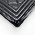 CHANEL MEDIUM BOY BAG CALFSKIN BLACK RUTHENIUM HARDWARE