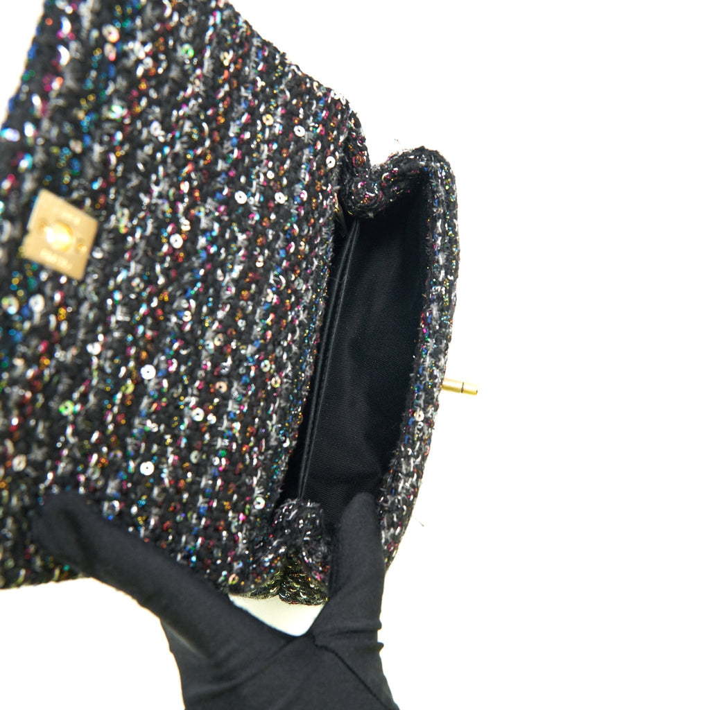 CHANEL SMALL TWEED COCO HANDLE 24CM BLACK GHW
