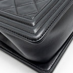 CHANEL MEDIUM BOY BAG CALFSKIN BLACK RUTHENIUM HARDWARE