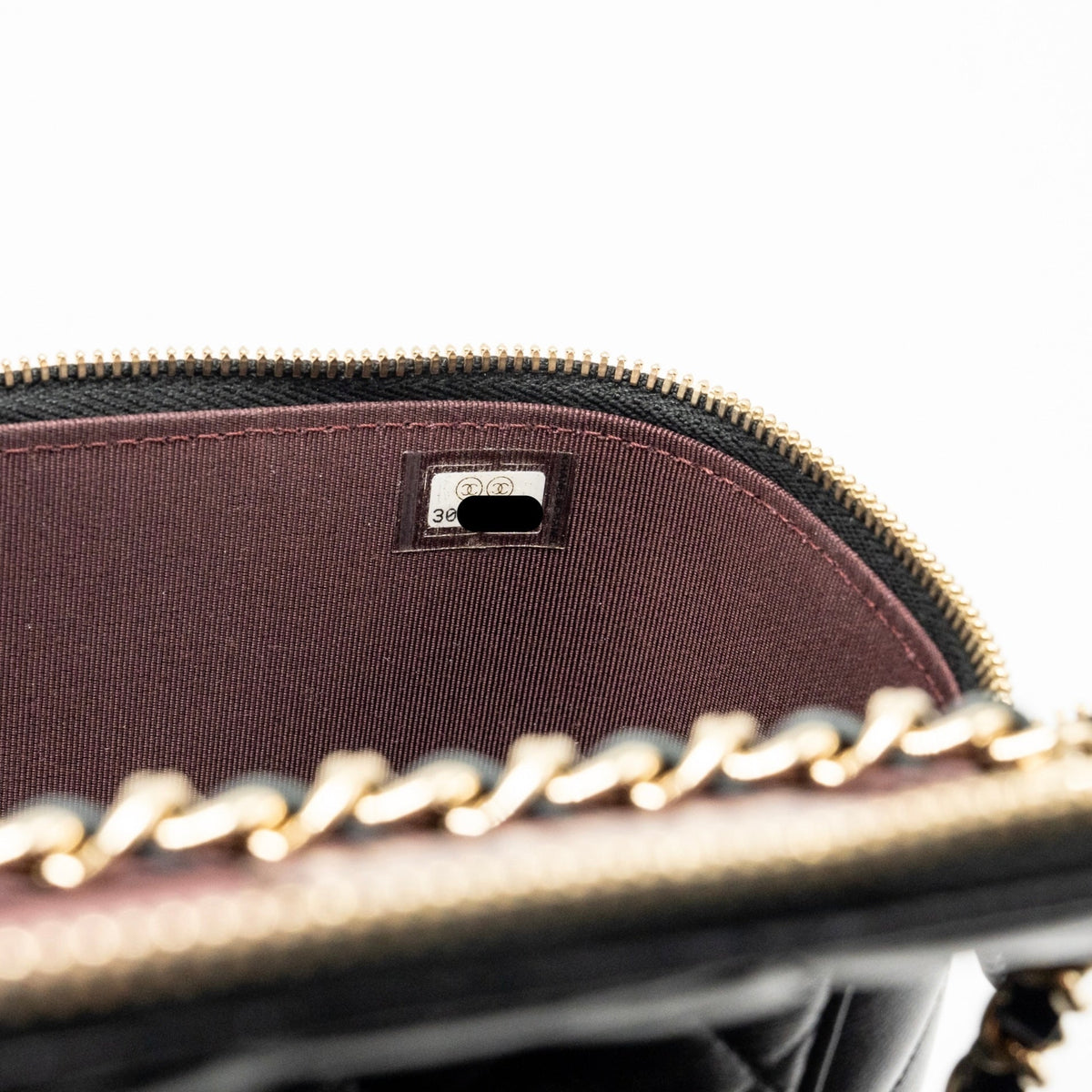 CHANEL LONG VANITY CASE WITH CHAIN LAMBSKIN BLACK LGHW