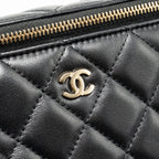 CHANEL LONG VANITY CASE WITH CHAIN LAMBSKIN BLACK LGHW