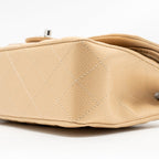 CHANEL SMALL CLASSIC DOUBLE FLAP BAG CAVIAR BEIGE SHW (MICROCHIP)