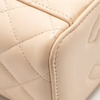 Chanel Top Handle Long Vanity Case Lambskin Beige Pink LGHW (Microchip)