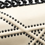 Dior Medium Diorama Flap Bag Calfskin Studded White with Black Hardware