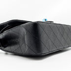 CHANEL SMALL CLASSIC DOUBLE FLAP BAG CAVIAR BLACK SHW (MICROCHIP)