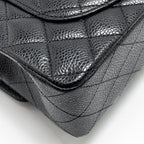CHANEL SMALL CLASSIC DOUBLE FLAP BAG CAVIAR BLACK SHW (MICROCHIP)