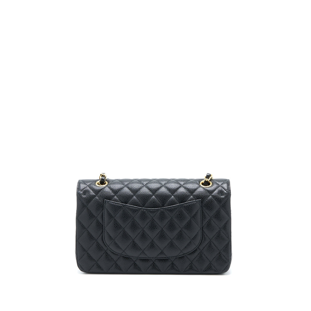 CHANEL MEDIUM CLASSIC DOUBLE FLAP BAG CAVIAR BLACK GHW (MICROCHIP)