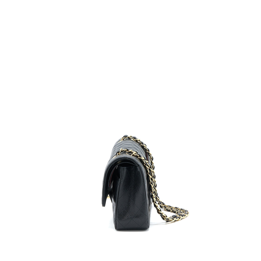 CHANEL MEDIUM CLASSIC DOUBLE FLAP BAG CAVIAR BLACK GHW (MICROCHIP)
