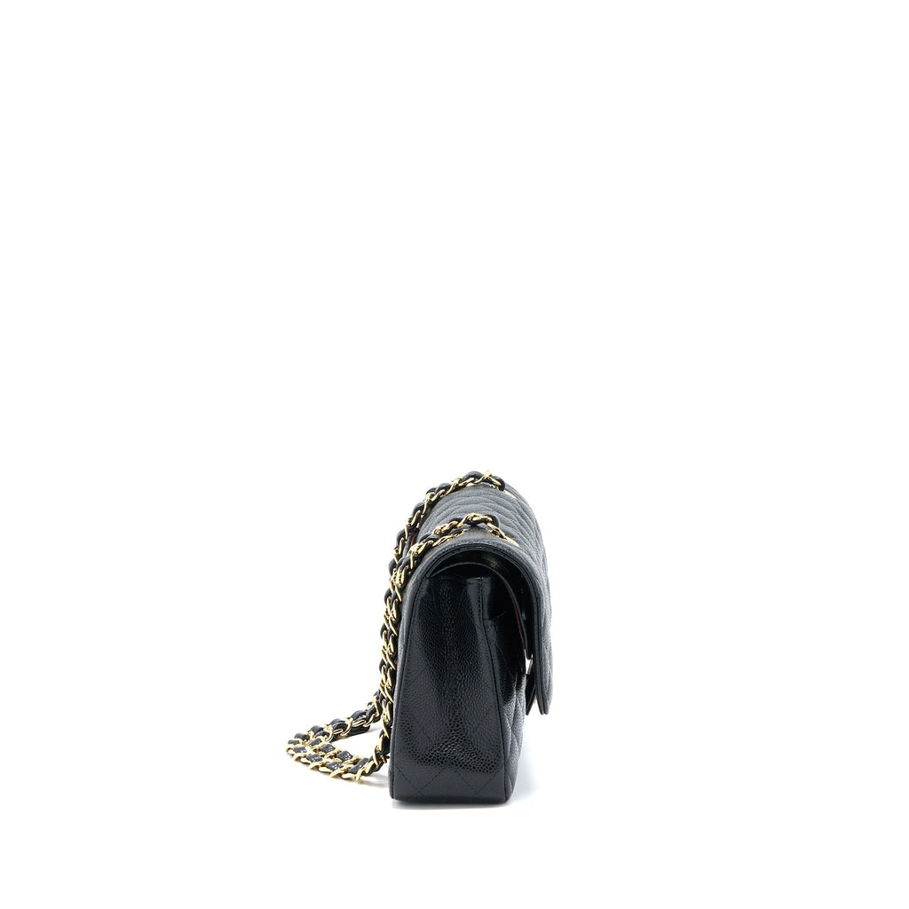 CHANEL MEDIUM CLASSIC DOUBLE FLAP BAG CAVIAR BLACK GHW (MICROCHIP)