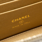 CHANEL LETTER/CC LOGO CHAIN LONG VANITY CASE LAMBSKIN WHITE GHW(MICROCHIP)