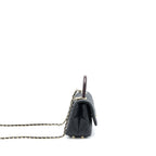 CHANEL MINI COCO HANDLE CAVIAR BLACK/BURGUNDY HANDLE LGHW