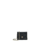 CHANEL 22P CARD HOLDER WITH CHAINS CAVIAR BLACK LGHW