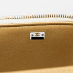 CHANEL LETTER/CC LOGO CHAIN LONG VANITY CASE LAMBSKIN WHITE GHW(MICROCHIP)