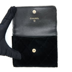 CHANEL SMALL FLAP WALLET VELVET BLACK LGHW