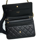 CHANEL CLASSIC WALLET ON CHAIN CAVIAR BLACK GHW