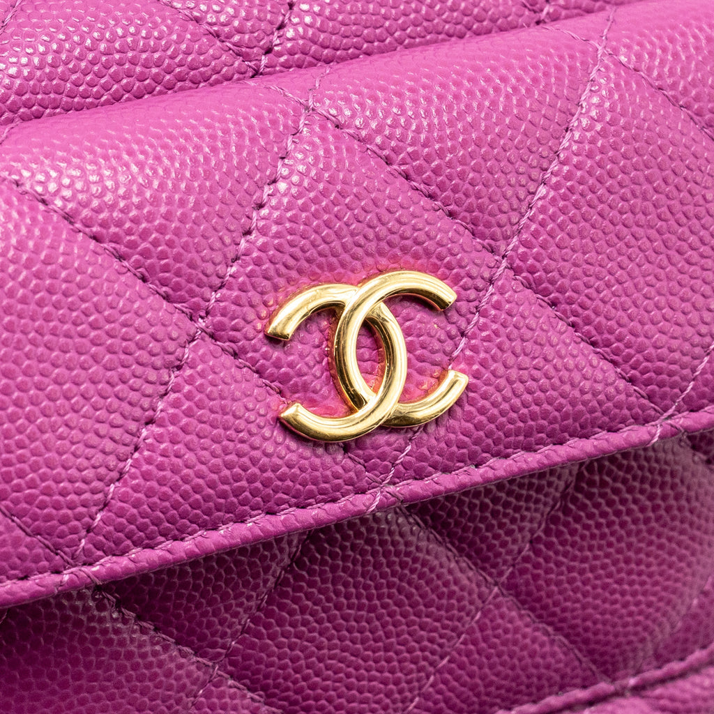 Chanel Polly Pocket Mini Round Hobo Bag Caviar Dark Pink GHW (Microchip)