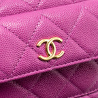 Chanel Polly Pocket Mini Round Hobo Bag Caviar Dark Pink GHW (Microchip)