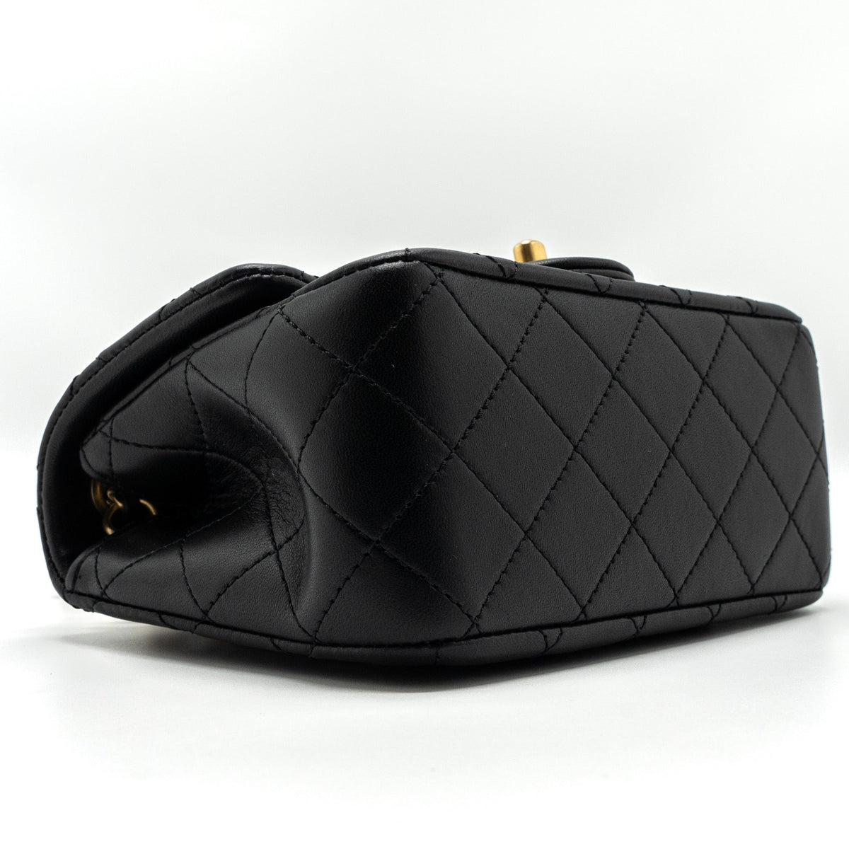 CHANEL 23K PEARL CRUSH MINI SQUARE FLAP BAG LAMBSKIN BLACK GHW (MICROCHIP)