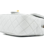 CHANEL 23C PEARL CRUSH MINI SQUARE FLAP BAG LAMBSKIN LIGHT GREY GHW (MICROCHIP)