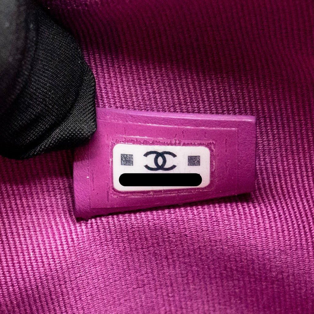 Chanel Polly Pocket Mini Round Hobo Bag Caviar Dark Pink GHW (Microchip)