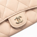 CHANEL CLASSIC FLAP CARD HOLDER CAVIAR LIGHT BEIGE LGHW