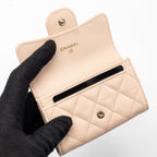 CHANEL CLASSIC FLAP CARD HOLDER CAVIAR LIGHT BEIGE LGHW