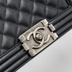 CHANEL SMALL BOY BAG CAVIAR BLACK RUTHENIUM HARDWARE (MICROCHIP)