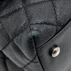 CHANEL MEDIUM COCO HANDLE FLAP BAG LIZARD EMBOSSED HANDLE CAVIAR BLACK RUTHENIUM HARDWARE
