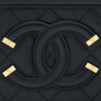 CHANEL FILIGREE LONG WALLET ON CHAIN CAVIAR BLACK GHW