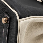 Hermes birkin 25 special order togo craie/black with mauve pale stitching RGHW