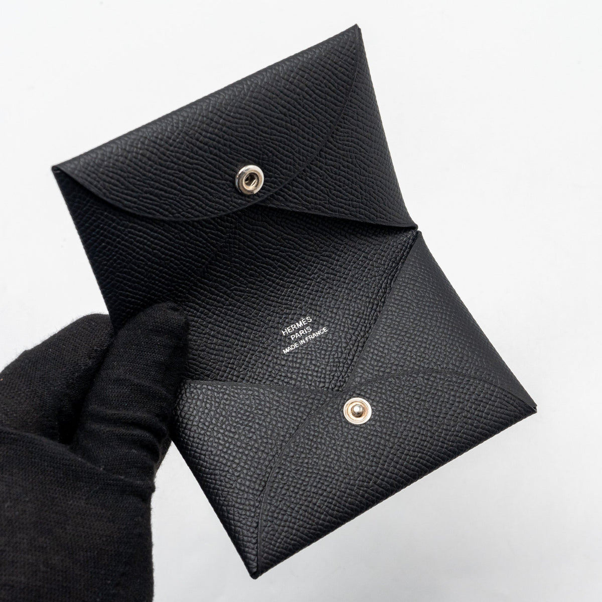 Hermes Calvi Card Holder Epsom Black SHW