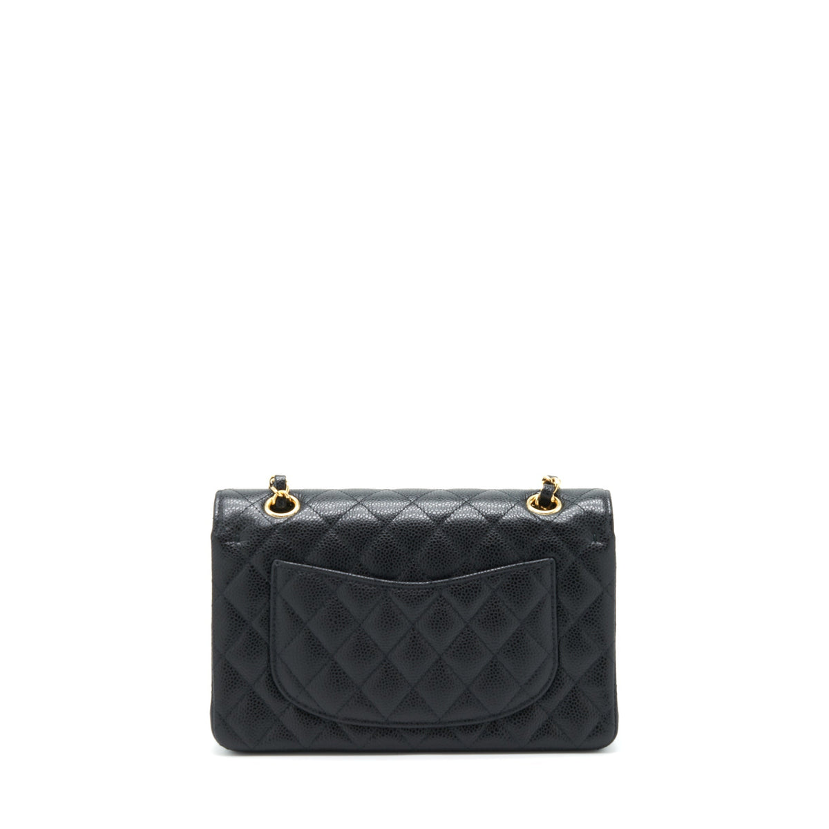 CHANEL SMALL CLASSIC DOUBLE FLAP BAG CAVIAR BLACK GHW (MICROCHIP)